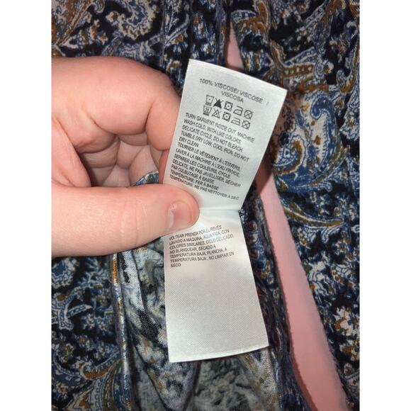 Lucky Brand Blue Paisley Long Sleeve Boho Blouse Size Small - Picture 6 of 7